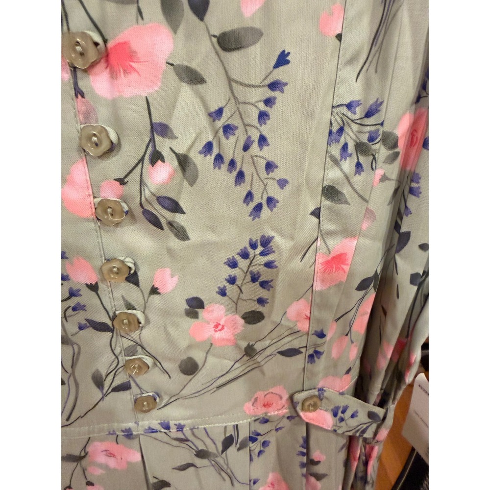 Vtg 90s Erika Woman Floral Midi Dress 3X Sage Pink Trad Wife Midi Modest cottage - Picture 4 of 5